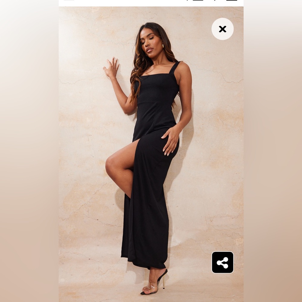 PrettyLittleThing Black Maxi Dress with Thigh Split